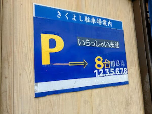 きくよしの駐車場の案内写真